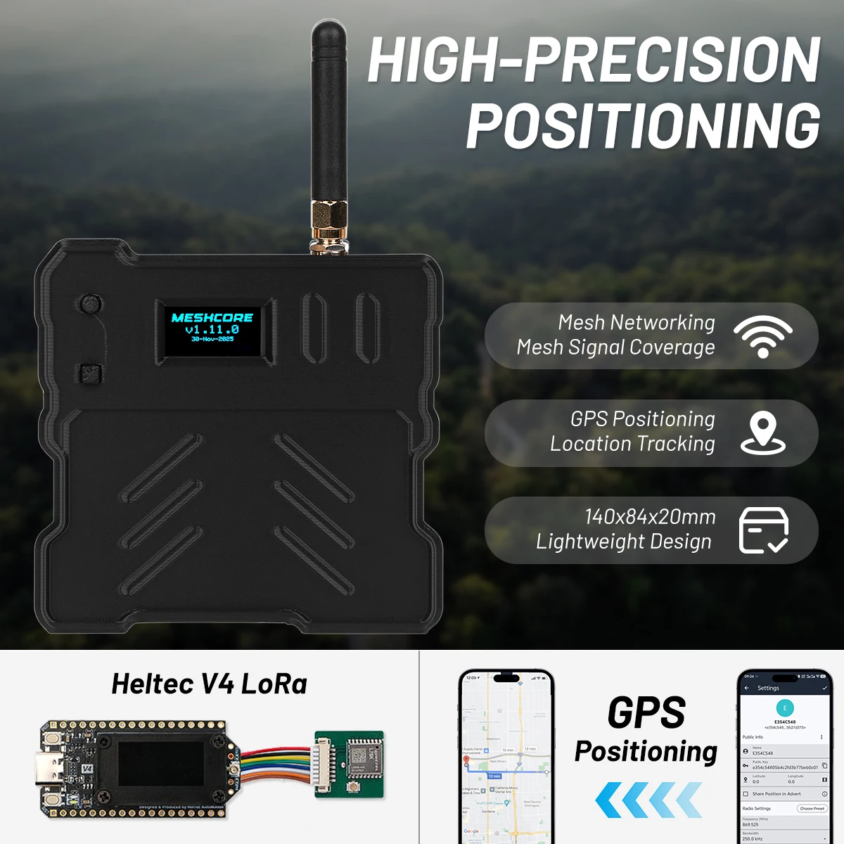 LT3 Mesh LoRa Node Radio Tracker With Heltec V4 WiFi LoRa 32 L76K GPS Module Support Meshtastic Meshcore LoRaWAN Built in Batter