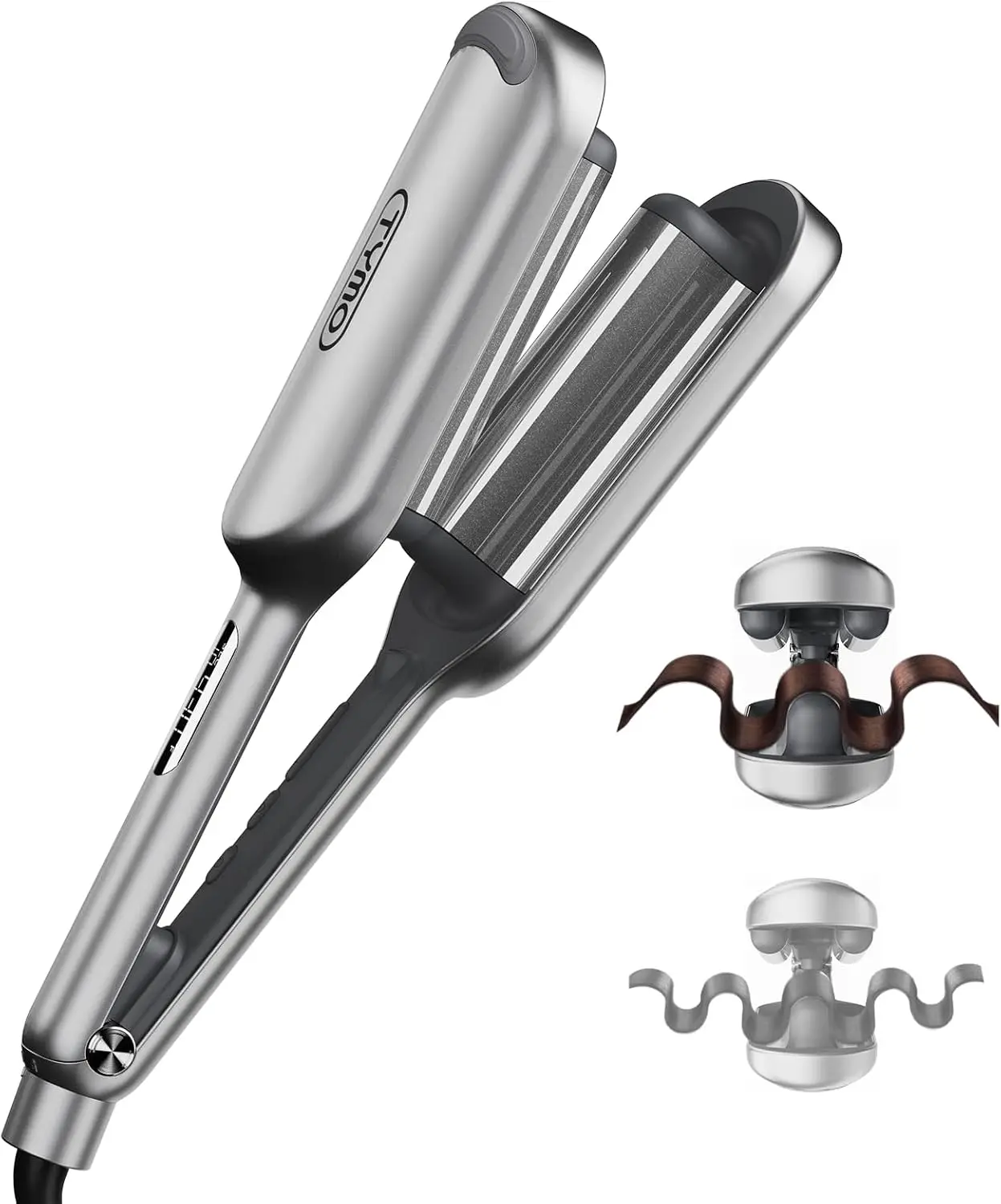 

1.25 Inch Deep Waver Hair Curler, Ionic Ceramic 3 Barrel for Beach Waves, Dual Voltage, Anti-Scald, Easy to Use, Grey