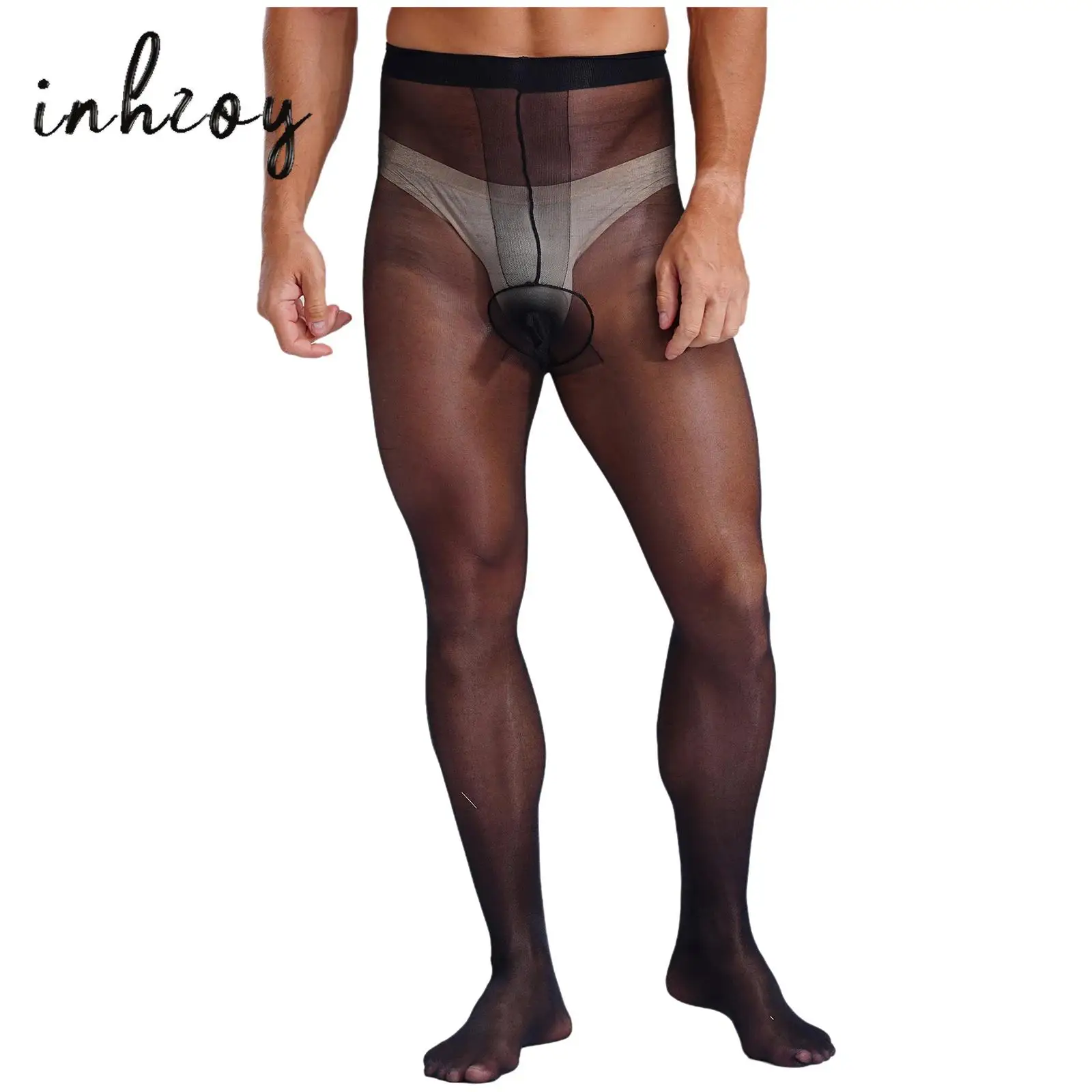 

Men Sissy Glossy Pantyhose Bodystocking Tights Sexy Stretchy Sheer Seamless Ice Silky Tight Stockings Sheath Underwear Clubwear