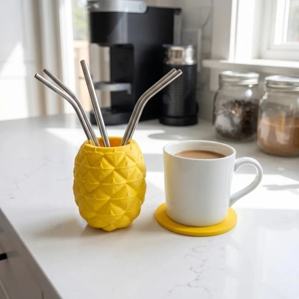 3D Printed Fruits Shape Pen Holder Multi-function Creative Makeup Brush Storage Box Ornaments Home Decoration