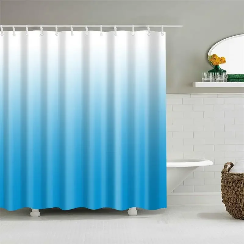 Gradient Color PEVA Shower Curtain Nordic Style Perforated Thickened Waterproof Moisture Proof And Mildew Proof Bathroom Curtain