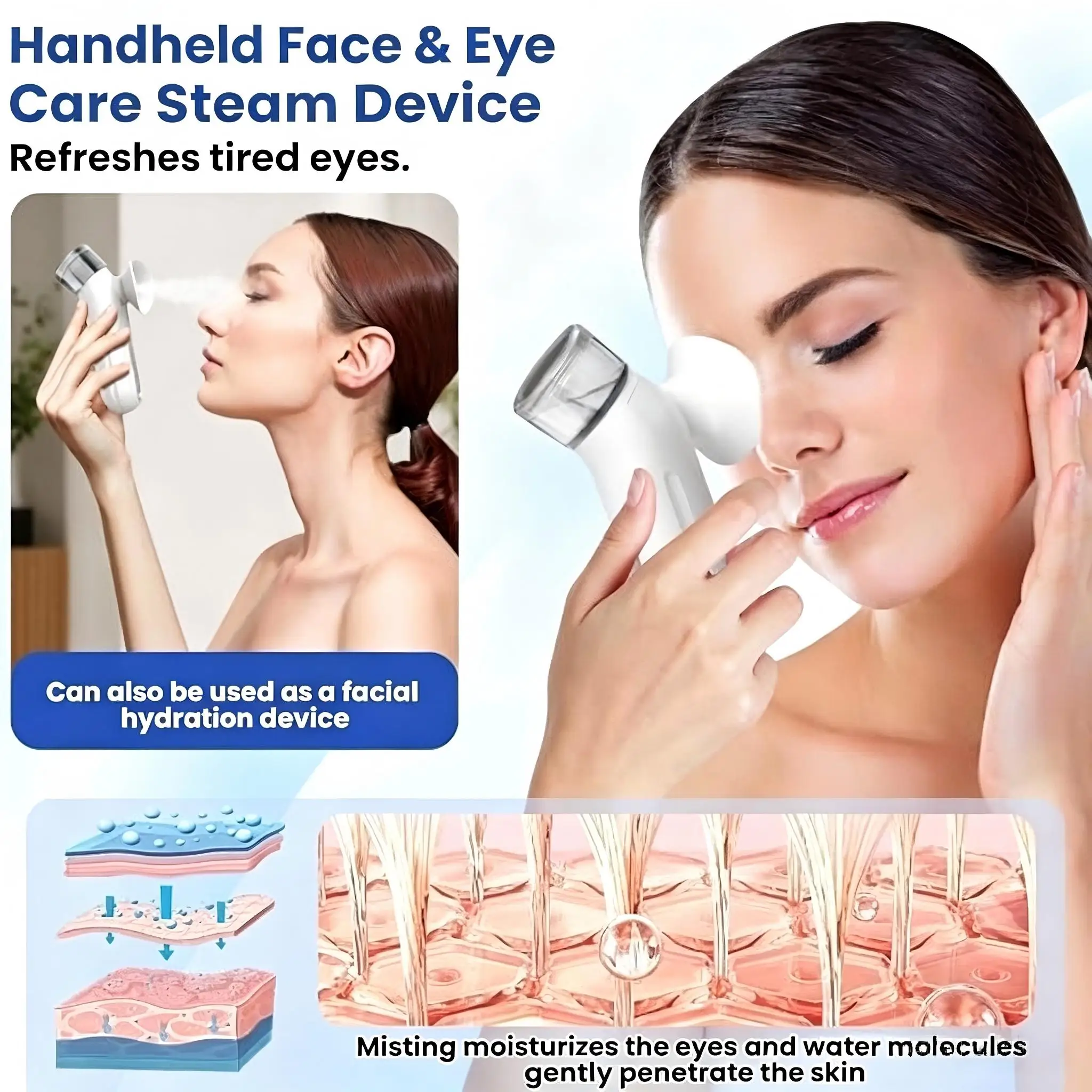 Nano Eye Mist Sprayer Eye Face Steamer Eye Mist Atomizer Handheld Sprayer Device for Moisturizing Tired Eye and Facial Hydration