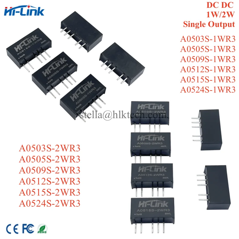 100pcs Original DC DC 1W 2W 5V A0505S-1WR3 A0503S A0509S A0512S A0515S A0524S Power supply module Single output Converter Power