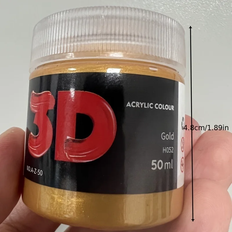 50ml, Golden, Silvery Acrylic Paint, Waterproof, Rich Pigment, Non Fading, Non-Toxic Acrylic Paint