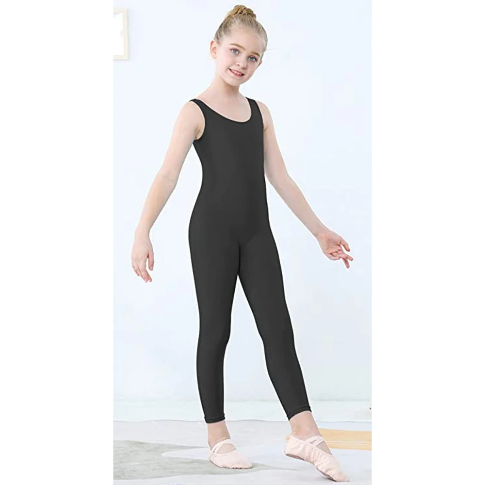 SPEERISE Girls One Piece Black Tank Unitards body per balletto senza maniche tuta attillata costumi da ballo Unitards body