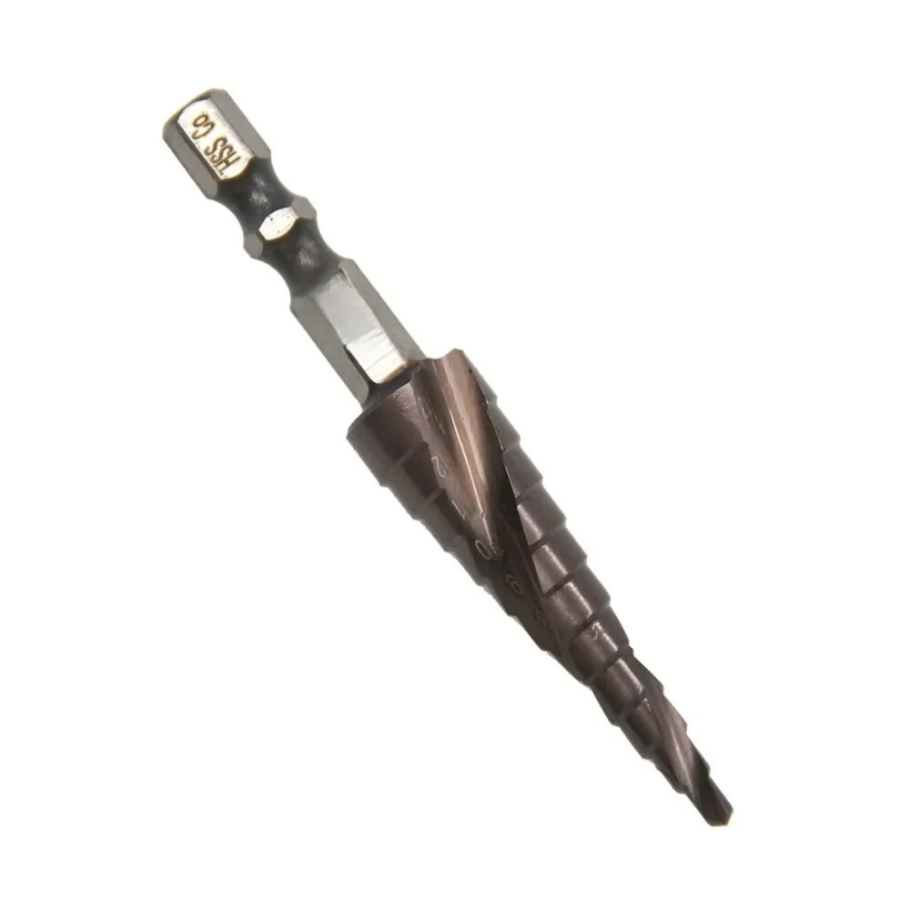 Nowy wiertło stopniowe M35 zawierające kobalt 4-12mm sześciokątne spiralne wiertło pagoda do stali nierdzewnej spiralne rowki otwornica do drewna