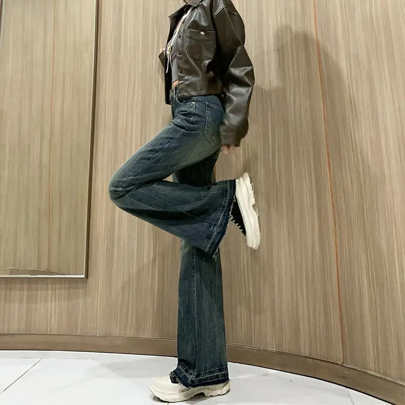 

Wide Jeans Trousers For Woman Baggy Y2K Streetwear Vintage Fashion Oversize Leg Cut Loose Fit Black Gothic Korean Style Trendy