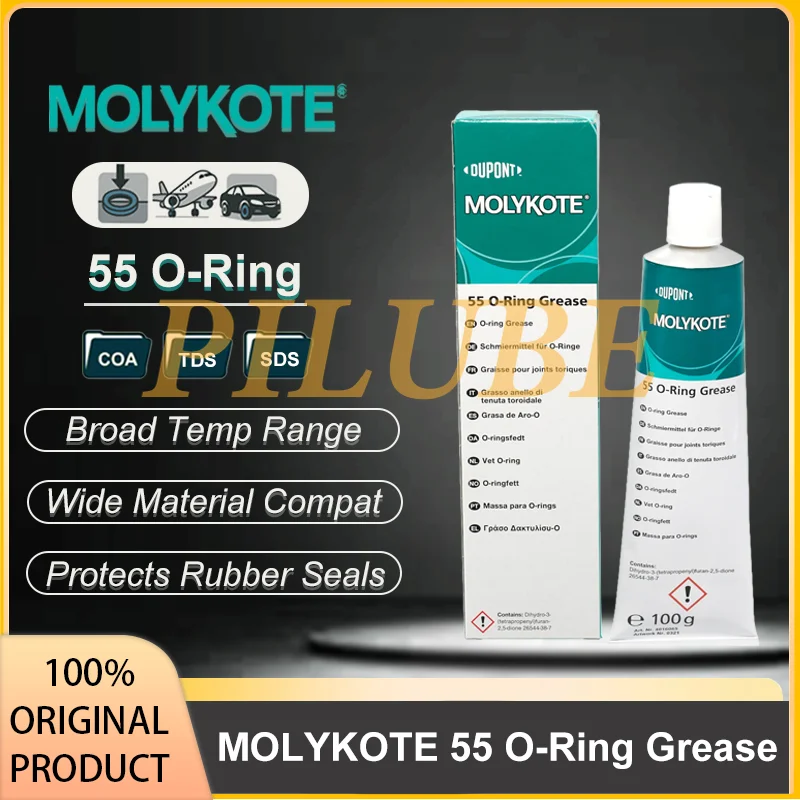 Molykote 55 graxa de anel o 100g 1kg lubrificante de silicone para vedação de válvula conjunto de anel o em sistemas pneumáticos hidráulicos aeroespacial