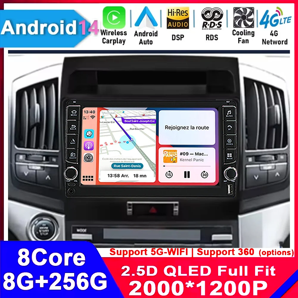 

Android 15 Car Radio For Toyota Land Cruiser 11 LC 200 2008 - 2013 QLED Multimedia Stereo Video Player 2DIN GPS NAVI BT 4G WIFI
