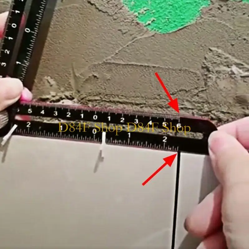 D84F Folding Ruler Tile Hole Positioning Multi Template Rulers for w/ Drill Guide for Puncher Carpentry