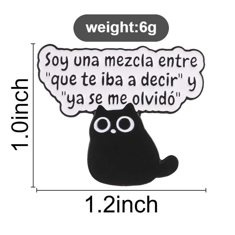 Cute Big Eyes Black Cat Badge Humor Memory Loss Enamel Pins Fashion Lapel Metal Brooch Backpack Clothes Jewelry Gift for Friends