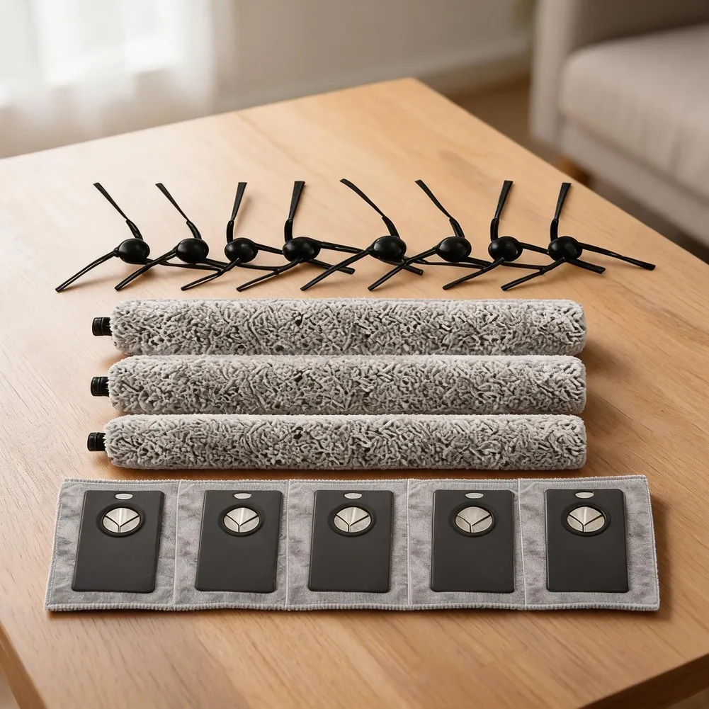 

3 Roller Mops 8 Side Brushes 5 Dust Bags For UWANT U300 And U300Max Robot Vacuum Cleaner For Efficient Cleaning