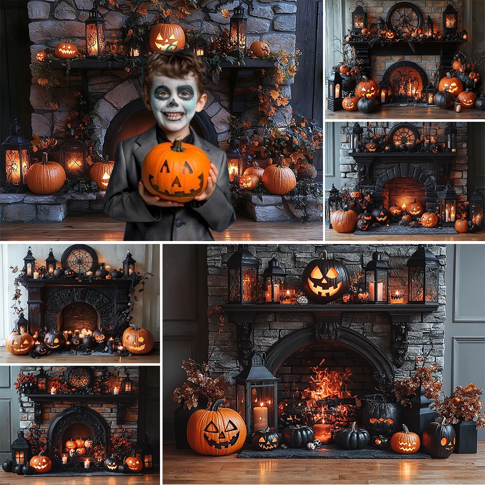 อุปกรณ์ตกแต่งรูปฟักทองพื้นหลังสำหรับถ่ายภาพวันฮาโลวีนฉากหลังสตูดิโอถ่ายภาพเทศกาลสำหรับเด็กอุปกรณ์ตกแต่งรูปฟักทองใบเมเปิล
