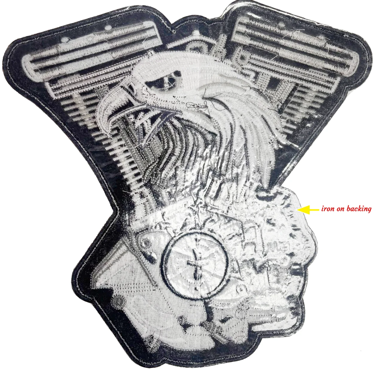 Mechanical Eagle Embroidered Iron On Patches Large Punk Wing Badge Eagle Biker Patches For Jacket Vest Clothing Jeans Bags