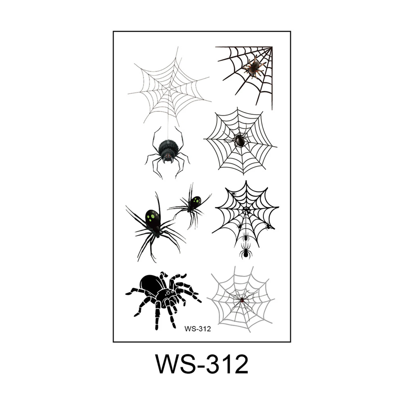 Halloween Spider Face Tattoos Water & Sweat Resistant 3D Spider Tattoo Sticker for Holiday Party Accessories