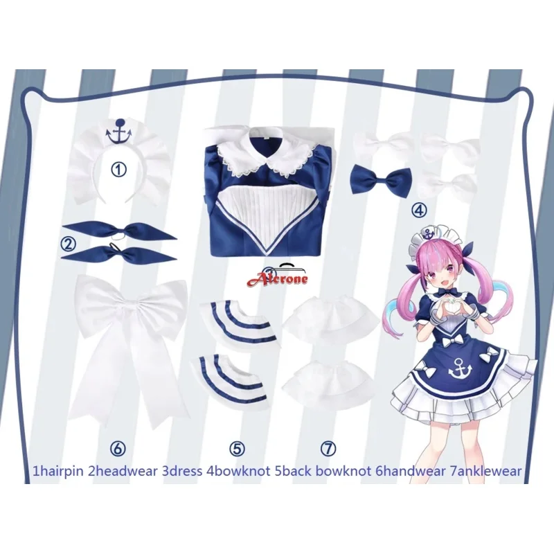 YouTuber ميناتو أكوا أزياء تنكرية فساتين زرقاء للهالوين كرنفال كوسبلاي ميناتو أكوا ملابس مخصصة