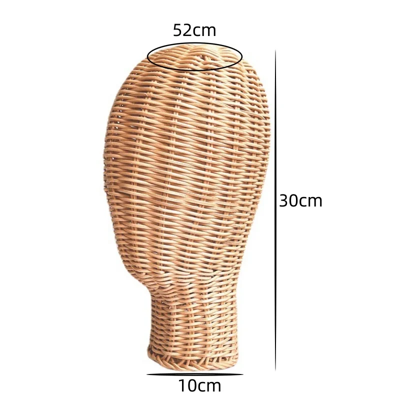 Rotan Mannequin Hoofd Standaard Voor Hoed & Pruik Display, Handgemaakte Rieten Vitrine, Stabiele Basis, Uniek Wijnstok Geweven Ontwerp En Duurzaam