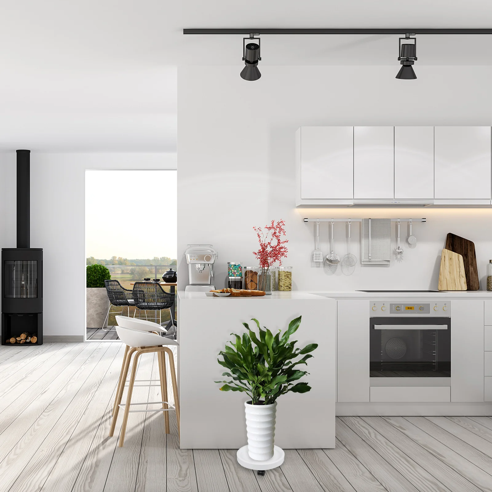 

Flower Pot Tray Round Rolling Plant Stand Heavy Duty Wheeled Holder Smooth Casters Floor Protecting Design Potted Flower