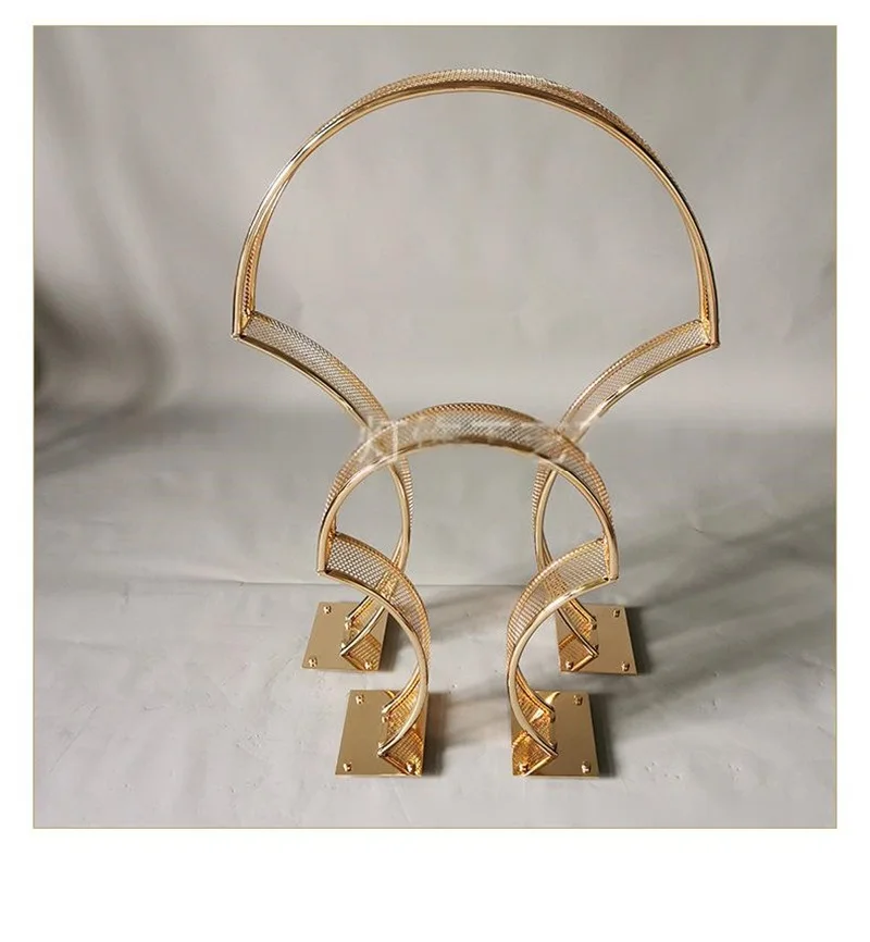 

Grid arch moon metal flower stand, wedding party decoration flower stand, table center outdoor garden artificial flower decorati