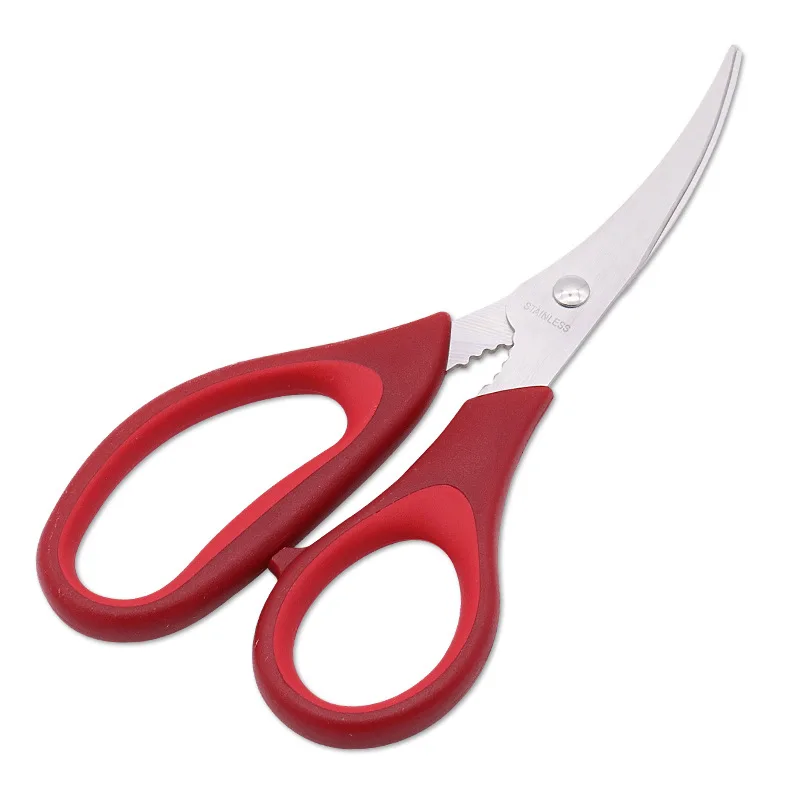 Elbow Stainless Steel Shrimp Peeled Scissors Household Multi-purpose Shrimps Peeled Scissors Rubber Plastic Shrimp Line Scissors