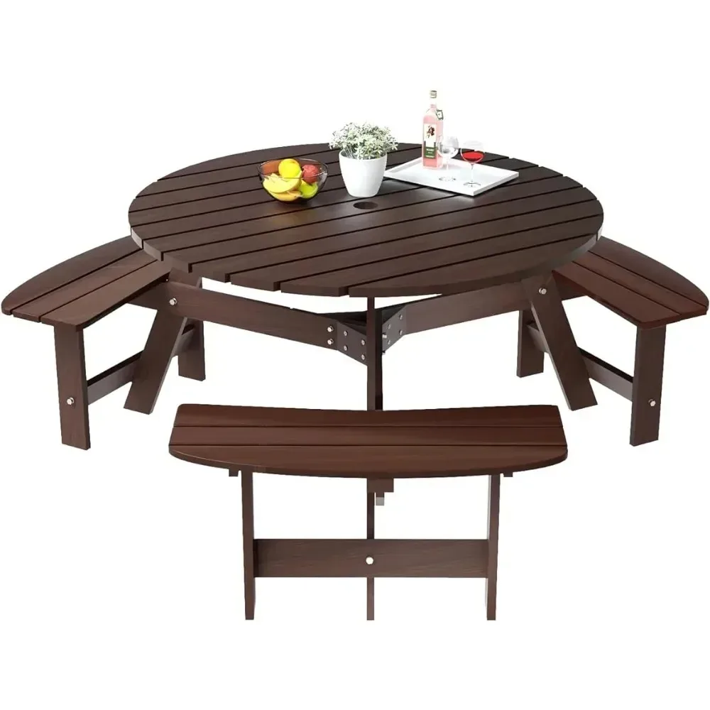 

Garden Garden Furniture Set Outdoor Round Table with Umbrella, Courtyard Backyard Adult & Child Design