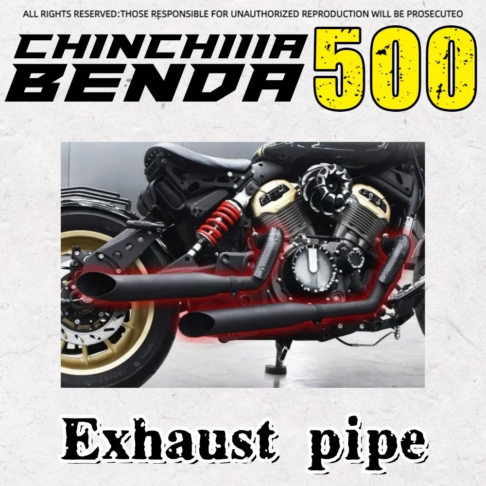 

For BENDA ChinchiIIa 500 Customized right-side dual-outlet oblique exhaust pipe full section low-sounding accessories