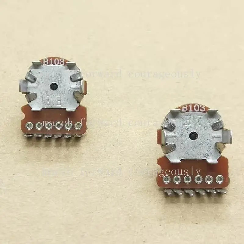 10pcs 12-type B103 dual potentiometer, B10K audio volume control potentiometer with 6 pins, handle length 5MM