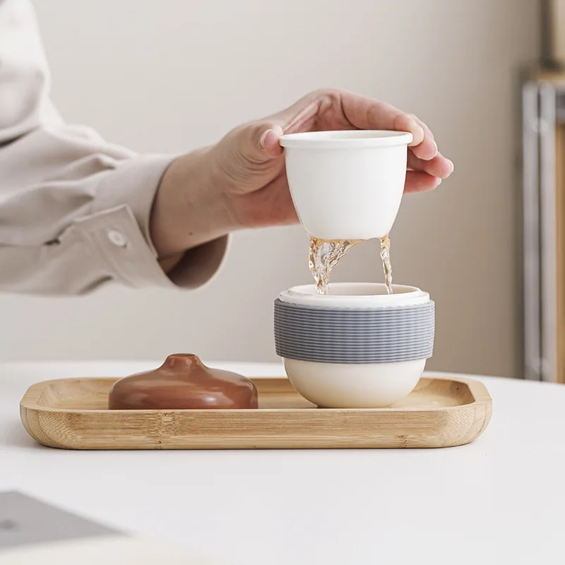 Ceramic Tea Water Separation Office Cup Travel Tea Set Camping Portable Chinese Cup Kung Fu Cups Teacup Tea Ceremony Accessories