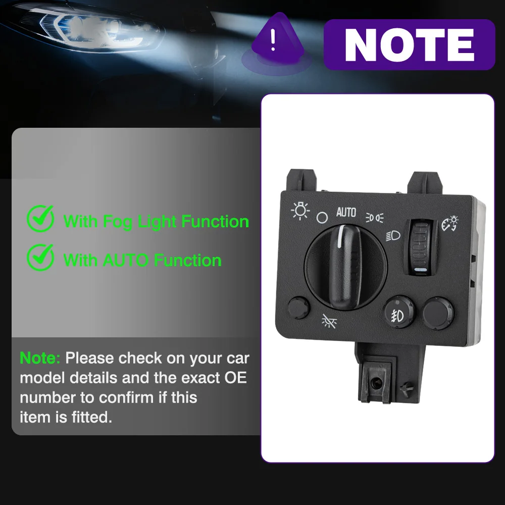 Car Headlight Fog Lamp Dimmer Control Light Switch for Chevy Colorado Canyon 2004-2012 Isuzu i-280 i-290 Auto function
