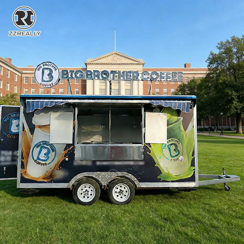 

Mobile Fast Food Cart Catering Trailer Custom Coffee Catering Trailer Portable Coffee Beverage Food Truck For Outdoor Vending