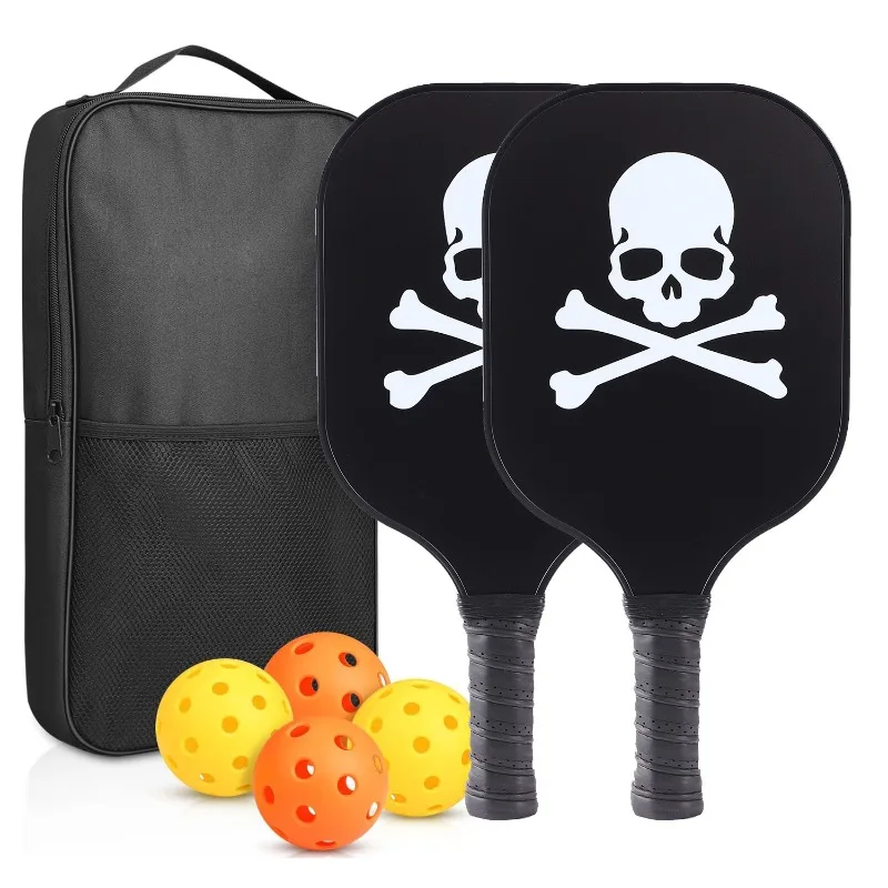 

Pickleball Paddles Set 2 Rackets 4 Balls Carbon Fibre Honeycomb Core Lightweight Pickleball Racquet Equipment with Portable Bag