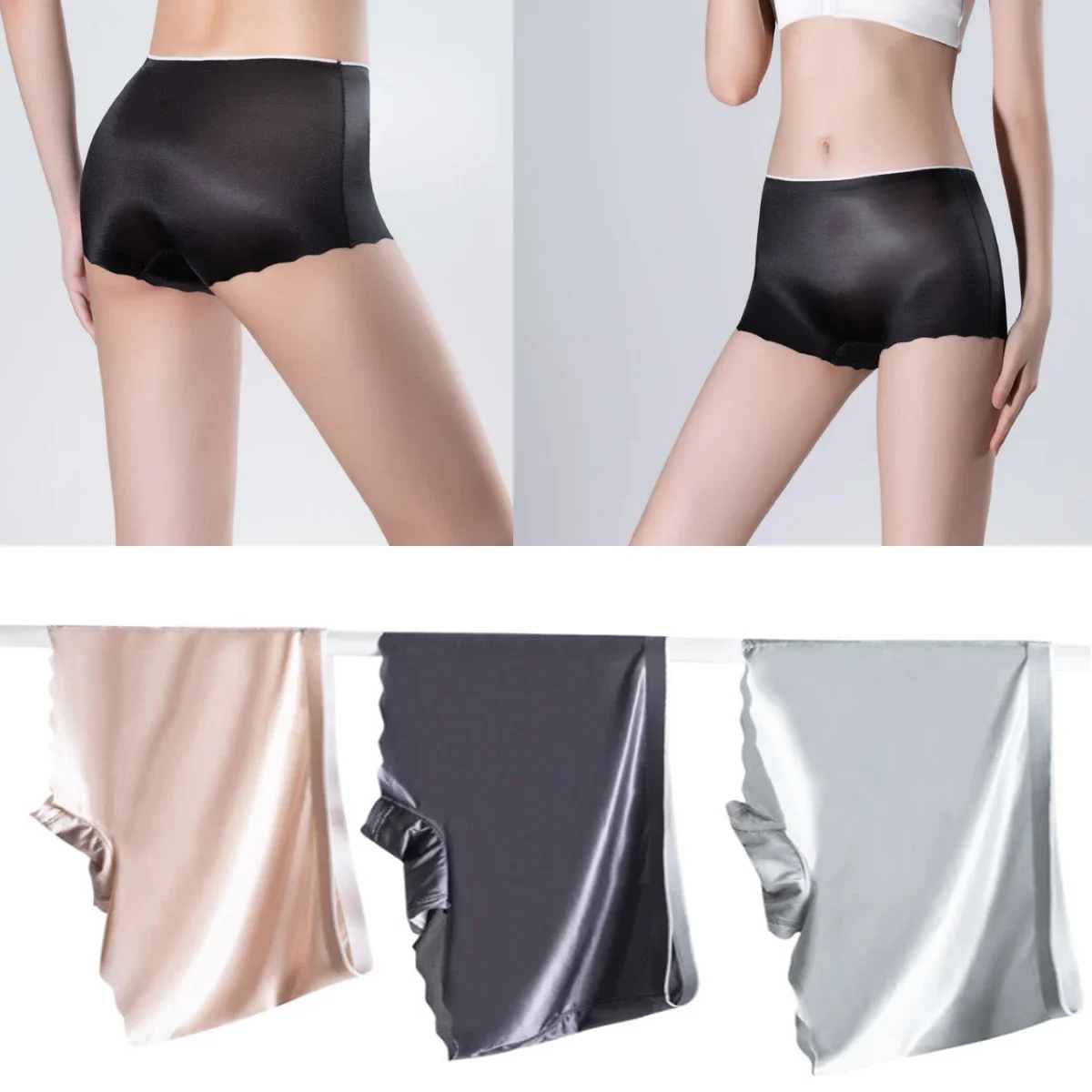 2pcs Ice Silk Safety Short Women Panties Seamless Boxers Cozy Boxer Briefs Femme Sexy Shorty Female Underwear Lingerie Femme