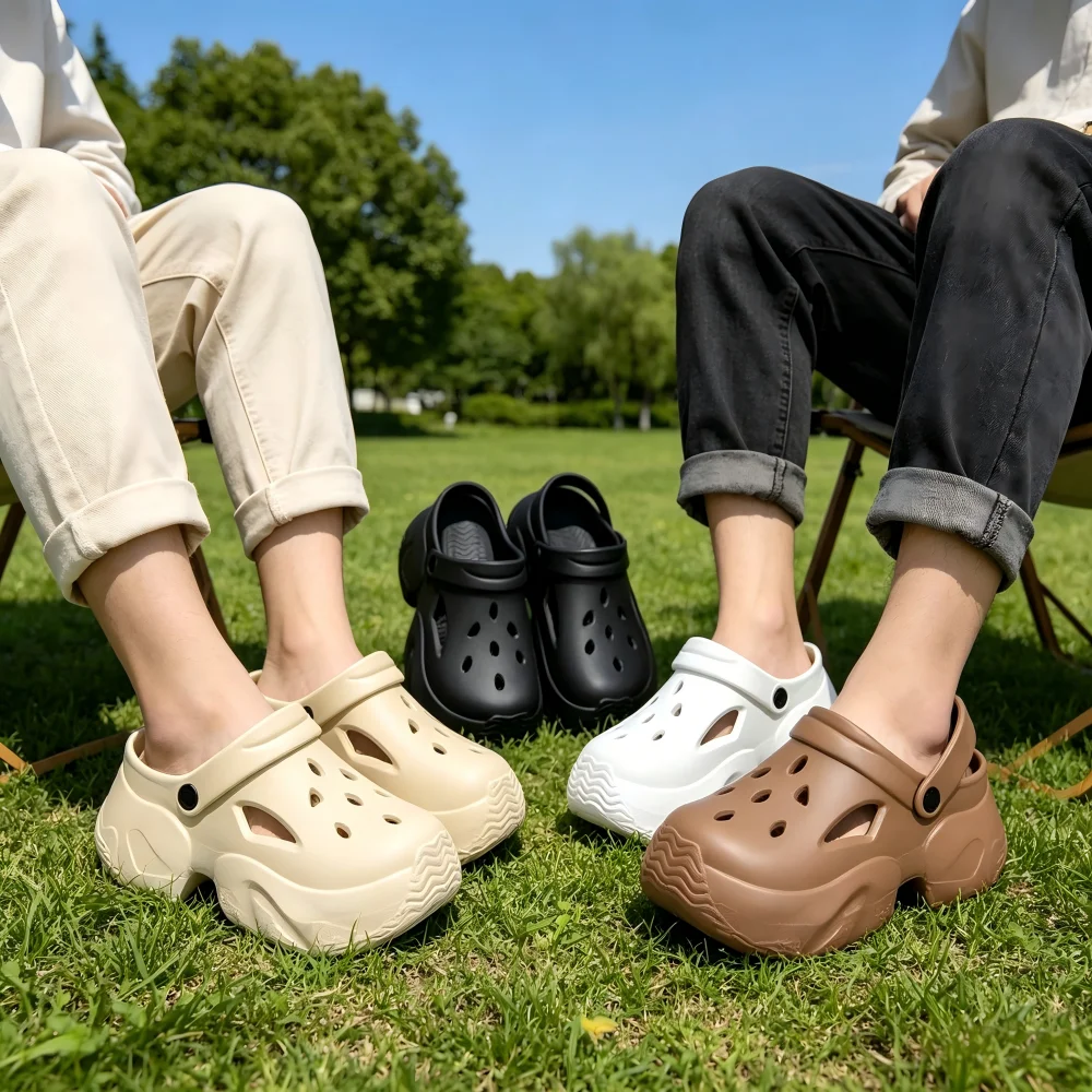 Pantuflas de Verano Antideslizantes para Hombre y Mujer, Sandalias Casuales de Suela Gruesa con Punta Cubierta y Hueca para Interiores y Exteriores, para Adultos