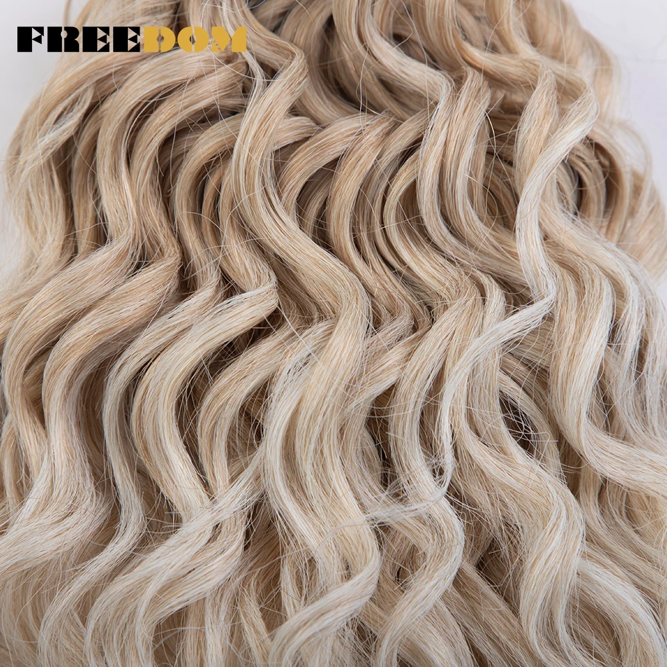 FREEDOM Synthetic Deep Wave Twist Crochet Braids Hair 10inches Ombre Afro Curly Braiding Hair Extensions High Temperature Fiber