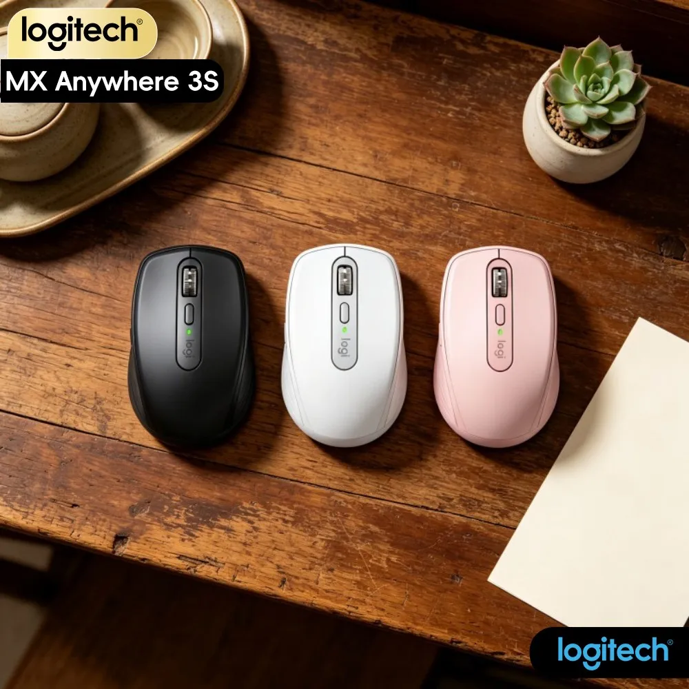 Logitech MX Anywhere 3S Wireless Mouse - 8K DPI, Hyper-Scroll, Silent Click, 3-Device Bluetooth, Office Use, USB-C Fast Charge