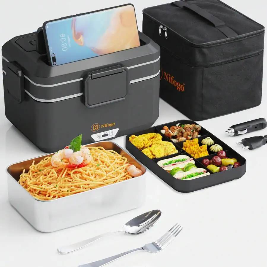 3.5L 100W Fast Heating Electric Lunch Box, Food Warmer For Car/Truck/Home/Office Use, 304 Stainless Steel Liner, Multi-Voltage (