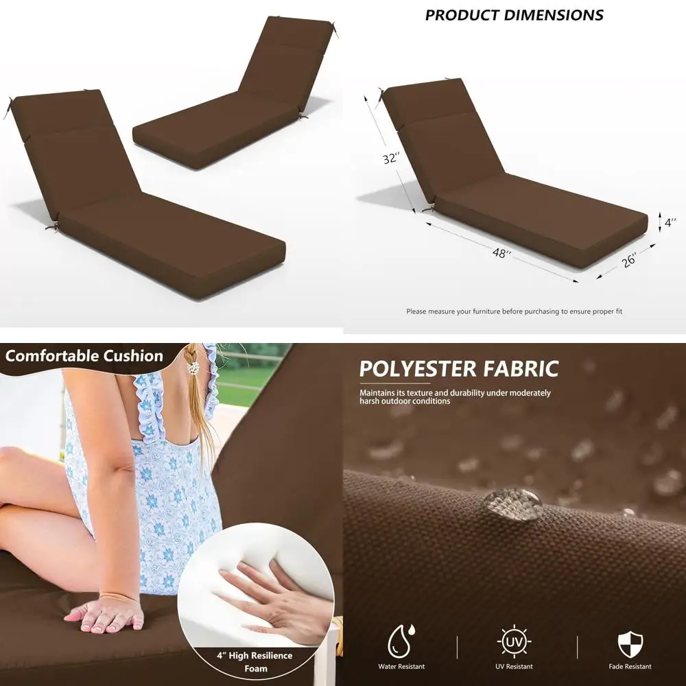 

Outdoor Chaise Lounge Cushions 80x26x4, High-Density Foam, Water-Resistant, Fade-Resistant, Durable Outdoor Cushions