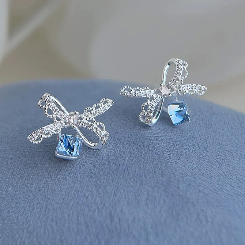 GANPUP Süße Funkelnde Schleifenförmige Kubische Zirkonia Ohrstecker für Frauen Neue Mode Ohrschmuck Party Valentinstagsgeschenk сережки – Detail 3