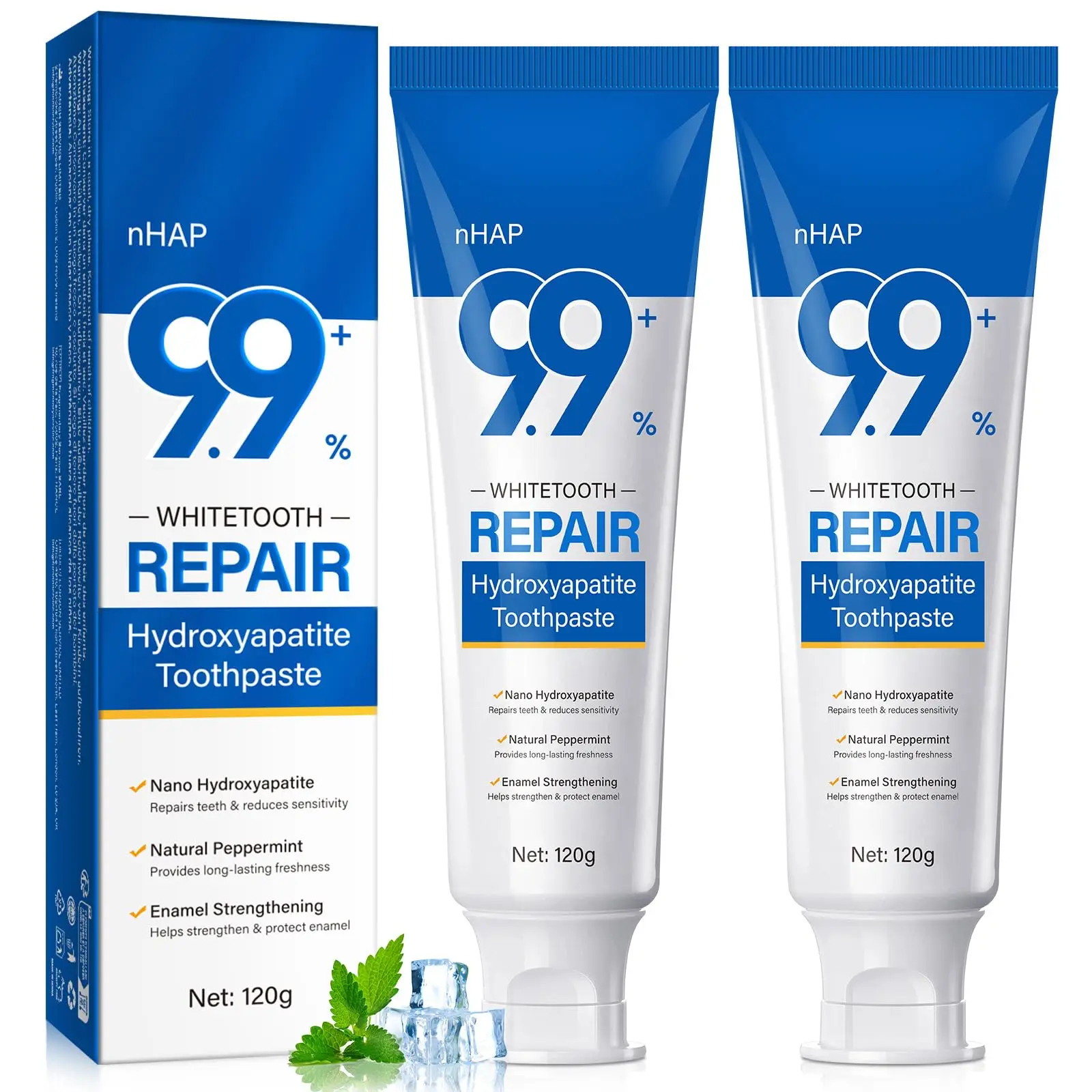 9.9% Nano Hydroxyapatite Toothpaste - Protects Enamel and Strengthens Teeth, Cleans and Cares for Oral Health,Freshens Breath
