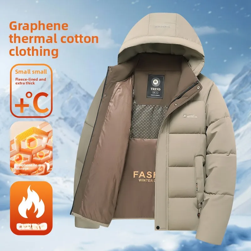 

2025 Winter New aphene Warmth Windproof Waterproof Detachable Casual Faion Cotton Jaet Thiened Hooded Regular Length
