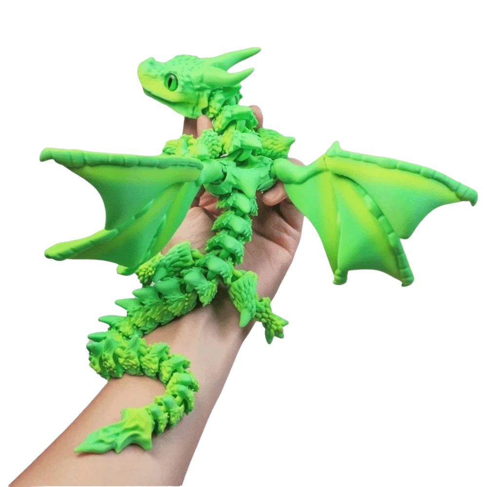 3D Printed Articulated Dragon Multi-Joint Double Horn Dragon Figurine Random Eye Colors Changing Mysterious Eyes