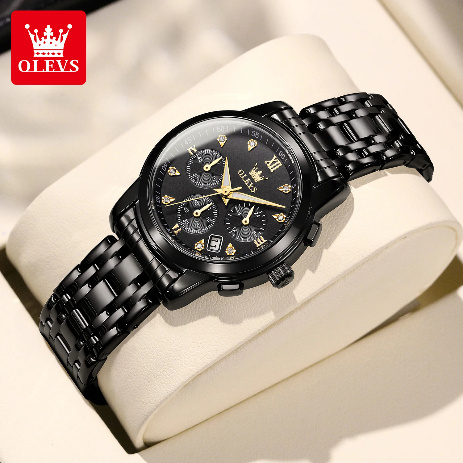 

OLEVS 2858 Chronograph Quartz Movement Wristwatches for Woman Classic Auto Date Waterproof Stainless Steel Women's Watch