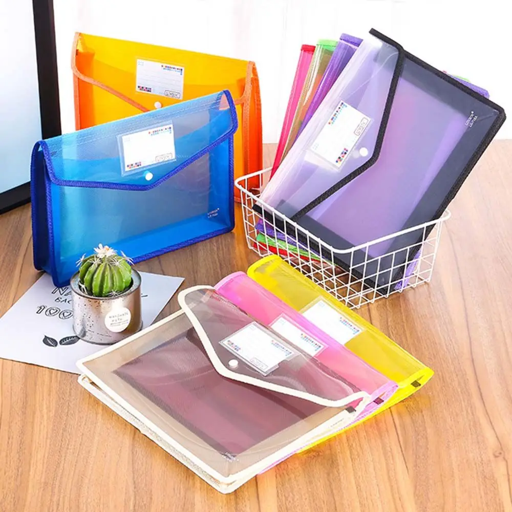 A4/A5 Colorful Waterproof Large Capacity Transparent Plastic File Folders for Storing Files Organizing Desktops