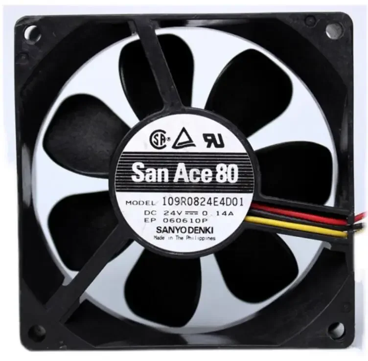 

Ltsf For SANYO DENKI 109R0824E4D01 DC 24V 0.14A 80x80x25mm 3-Wire Server Cooling Fan8cm