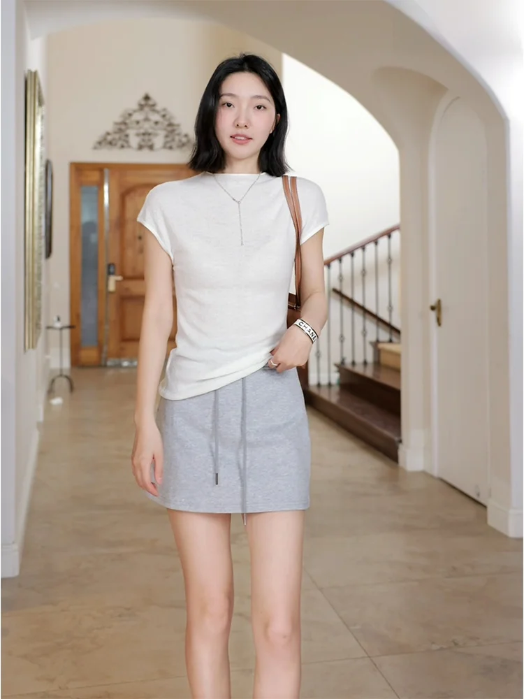 

Coogee Woolen Knitted Top Summer Casual Comfortable Soft Dstring f Skirt Faionable Slimming Two-Piece Set for Women