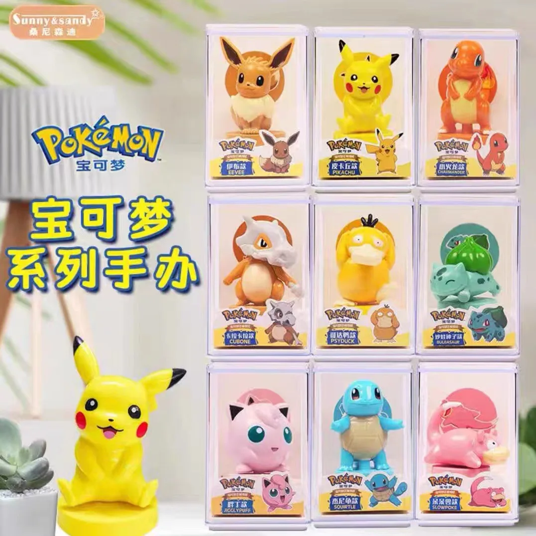 Jouet de timbre de figurines Pokémon, décoration Pikachu, Psyresines, Bulbasaur, Jigglypuff, Eevee, Gengar, Karaka, SLaura, Tle