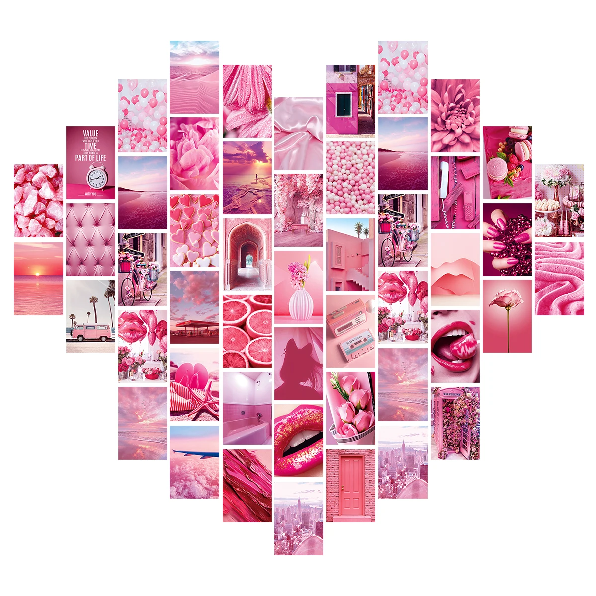 50pcs Pink Wall Collage Kit Aesthetic Pictures,Wall Art Poster  Bedroom Room Decor,Trendy Small Postcard Set Gift For Teen Girls