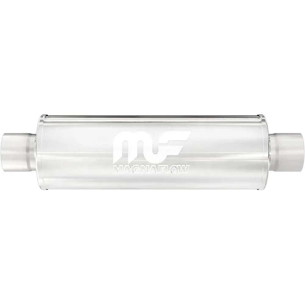 

Performance Exhaust Muffler 10415: 2.25/2.25 Inlet/Outlet, 4x4x14 Round, Stainless Steel, Satin Finish
