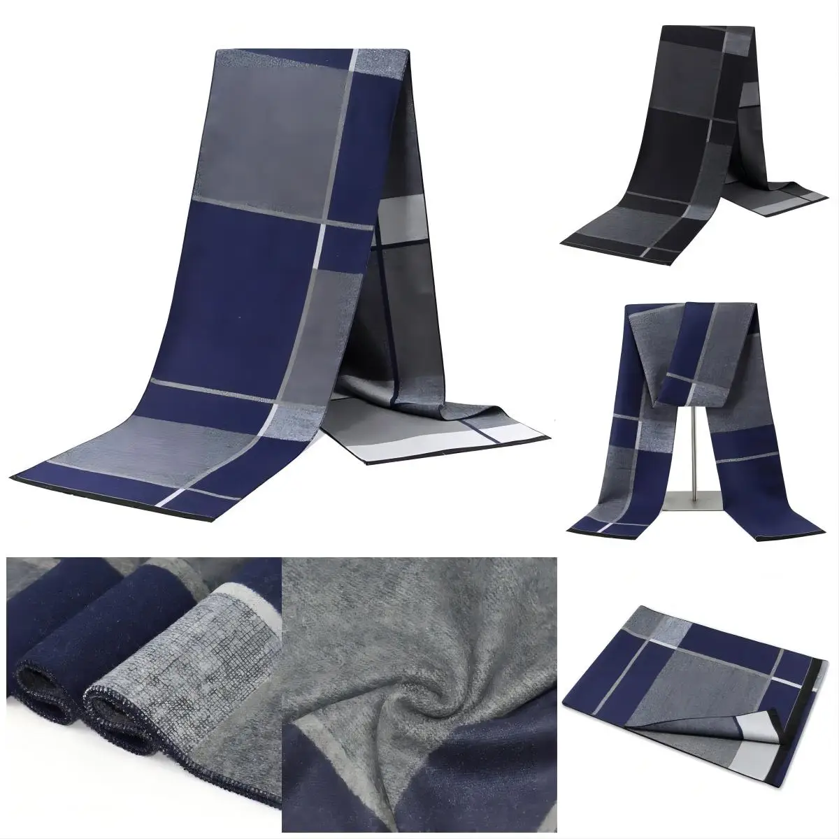 1pc Winter Sjaal Voor Mannen Geruite Streep Paisley Imitatie Kasjmier Elegante Jacquard Sjaals Dubbelzijdig Warm Winddicht Hals Snood