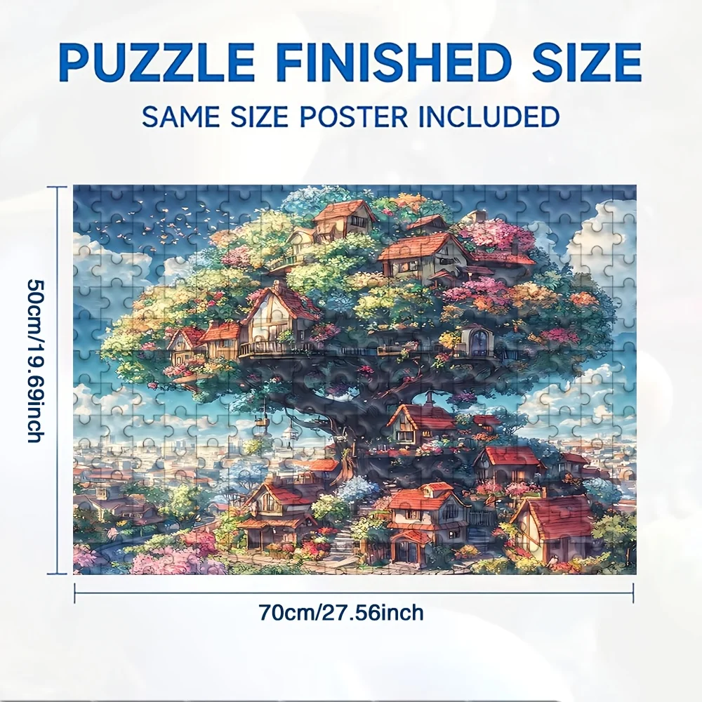 1000 قطعة من أحجية الصور المقطوعة للبالغين - مشهد قرية نابض بالحياة على نطاق واسع مع منازل مفصلة، وخضرة خضراء وزهور ملونة - تشال #2
